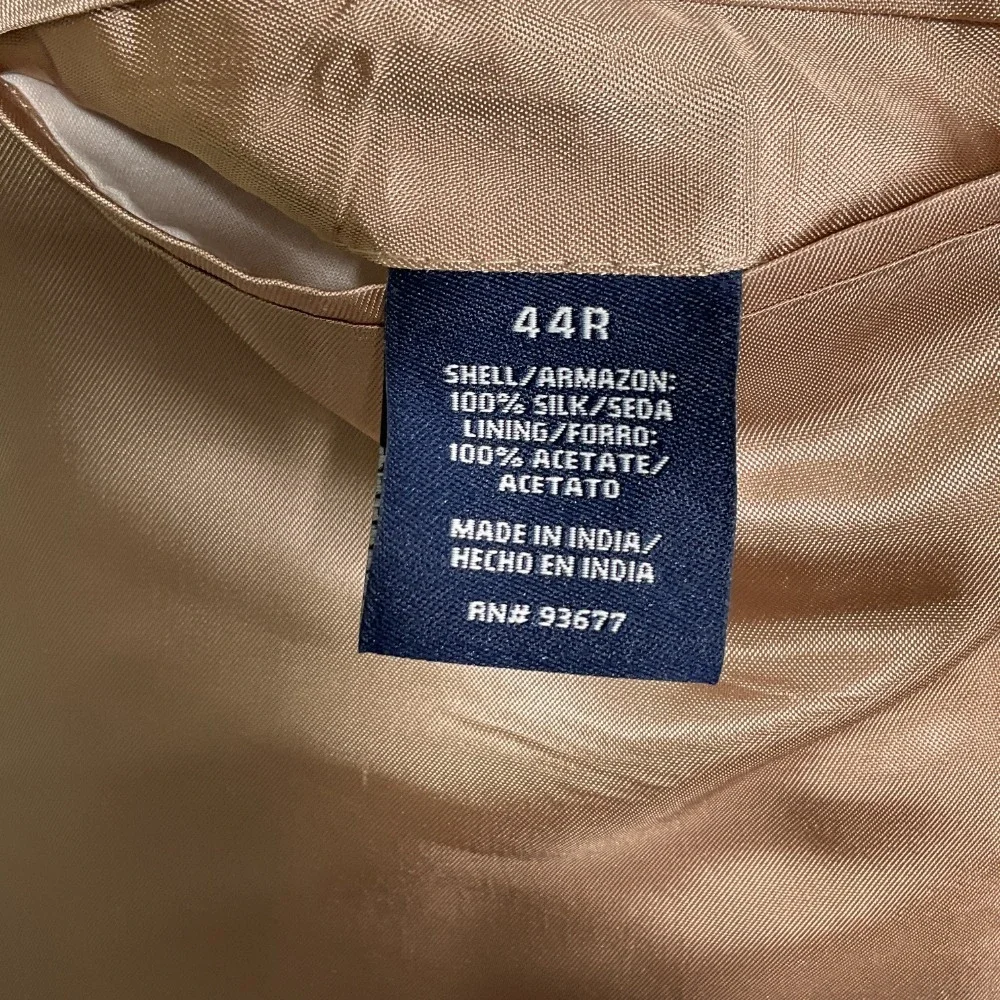 Stafford‎ Blazer Men 44R Tan Herringbone Silk 2 Button Classic Career Jacket